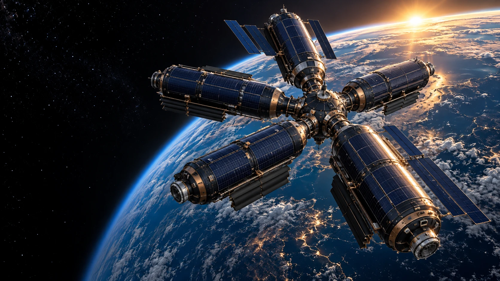 AI-generated station research concept; not built hardware
